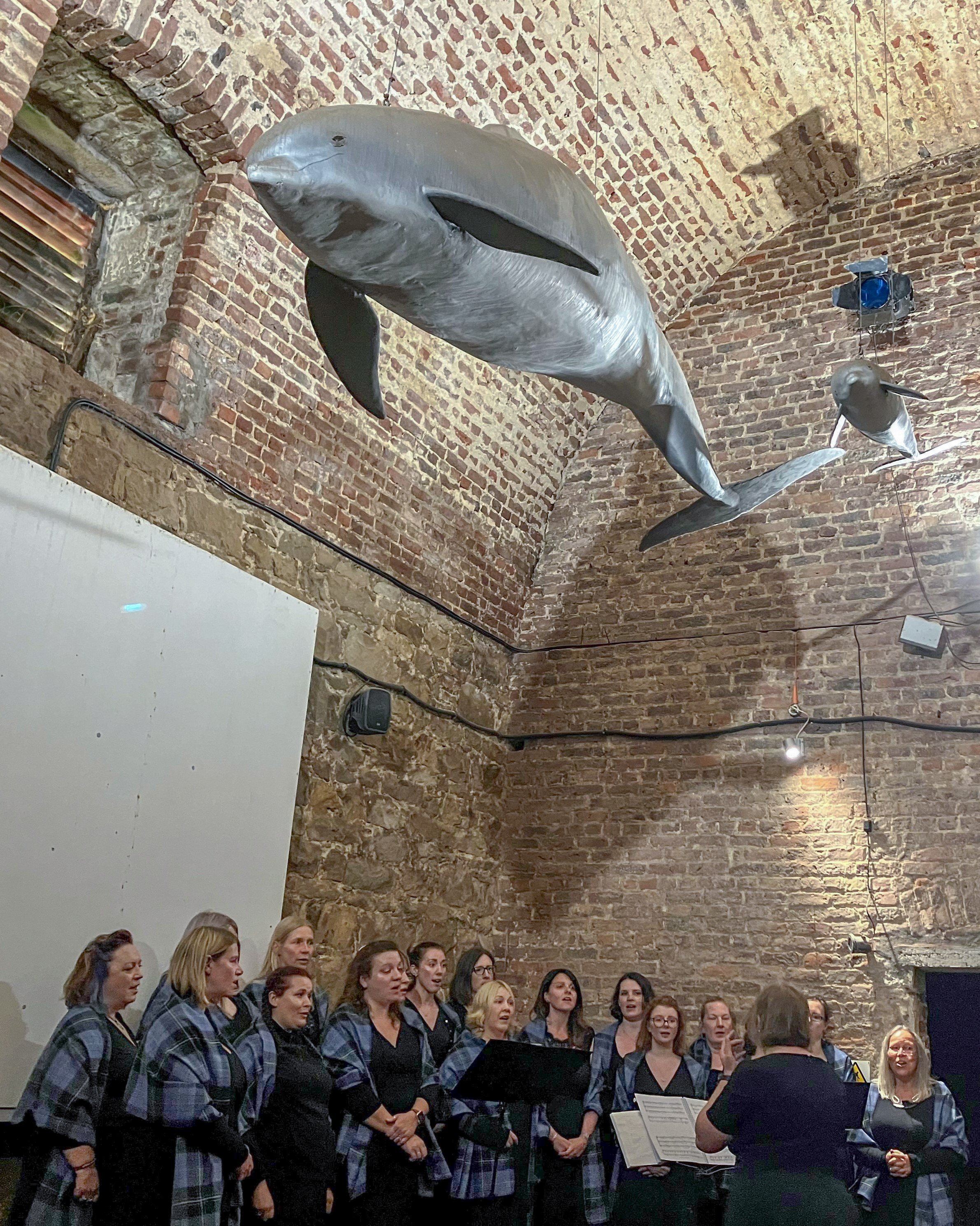 Choir with model Dolphin overhead